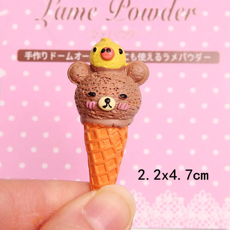 5 pz/lotto In Miniatura Carino Ice-cream Cone forma di orso di Ghiaccio-crema per blyth ob11 bjd Dollhouse Decorazione Finta giocattoli Cucina giocattolo