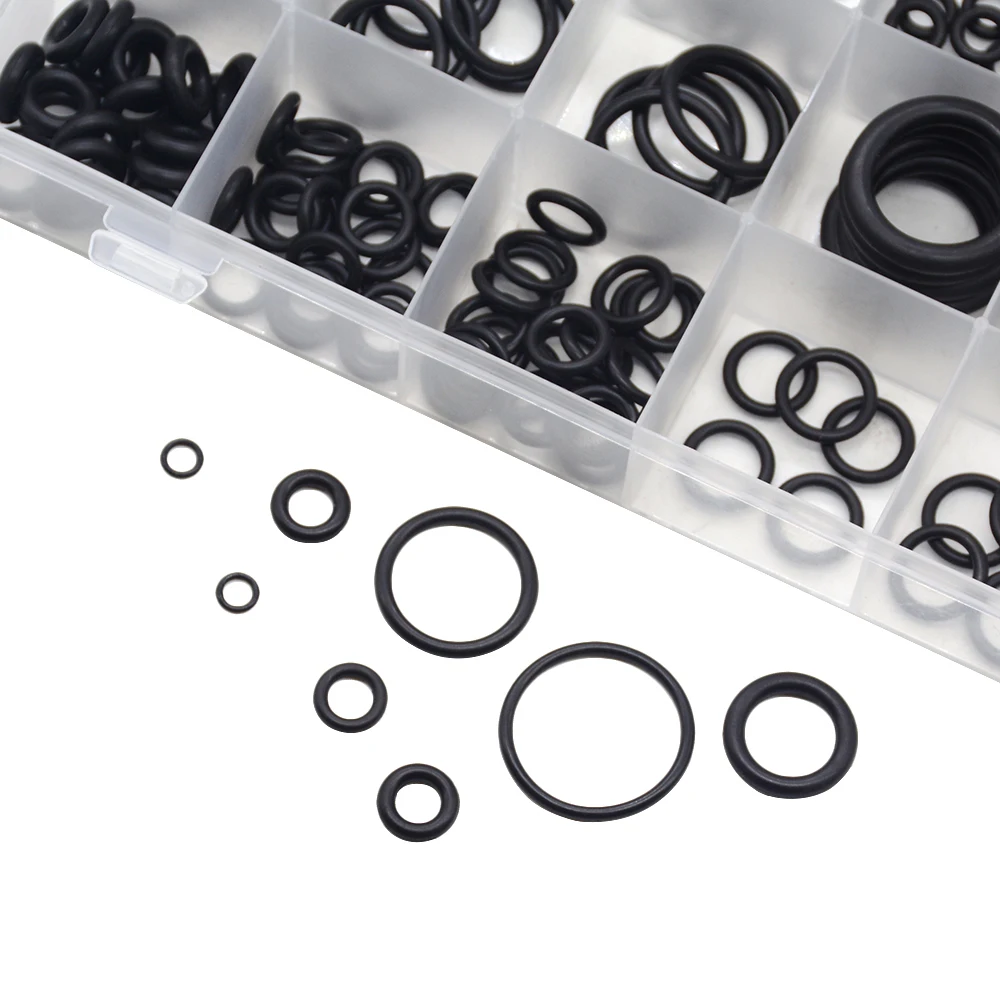 225pcs/lot Black Rubber O Ring Assortment Washer Gasket Sealing O-Ring Kit 18 Sizes with Plastic Box