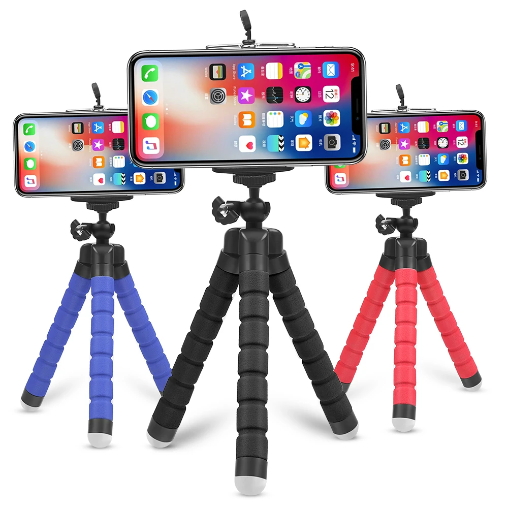 Mini trípode de pulpo de esponja Flexible para iPhone Samsung Xiaomi Huawei teléfono móvil trípode para teléfono inteligente para cámara Gopro 7 6 5