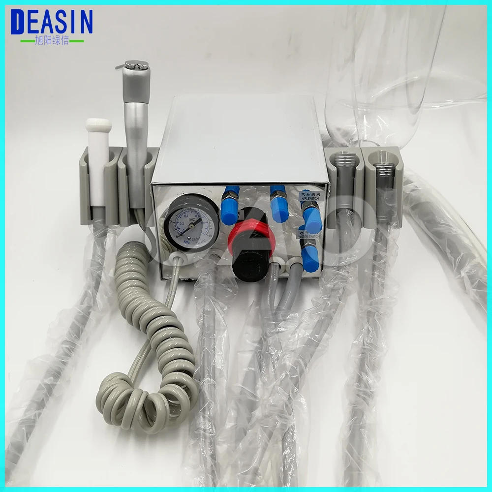 DEASIN Dental Lab Portable two Turbine Unit Air Compressor 3 way straw for dentist Handpiece tube 4 hole or 2 hole tube