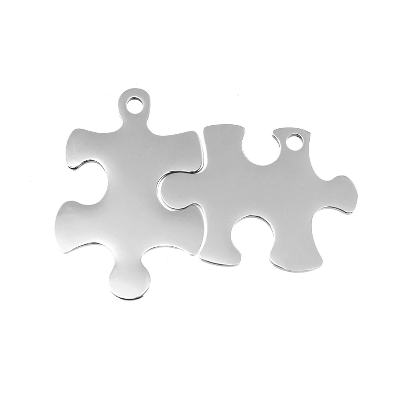 

100pcs Risul blank jigsaw puzzles couple charms Pendant for personalized customized stainless steel DIY Jewelry