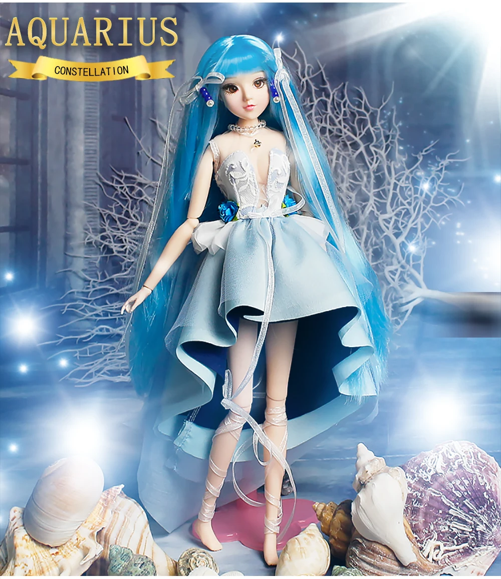 

DBS MMGirl 12 Constellation Aquarius Like BJD Blyth Doll 1/6 30cm Blue Dress Dream Body Toy girl Gift