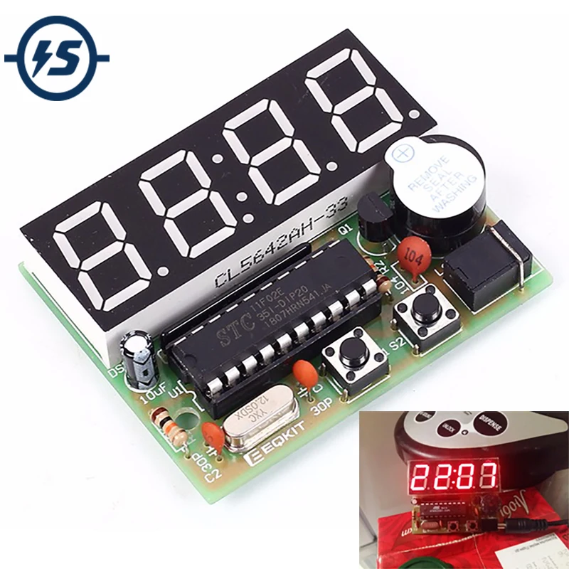 DIY Electronic Kit Digital Clock DIY Soldering Practice 4-bit Great School Science Project Practice Soldering Skills Training