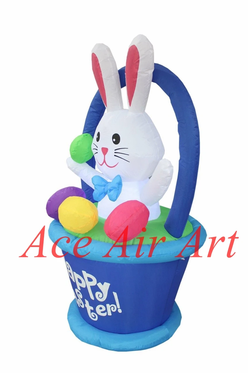 Outdoor Funny Inflatable Little Bunny in the Backpack with Eggs for Easter Events