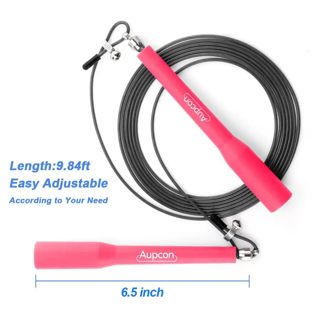 Auccon-cuerda de saltar de velocidad ajustable, Cable de rodamiento de bolas de Metal giratorio de 360 grados, cuerdas de salto deportivas para