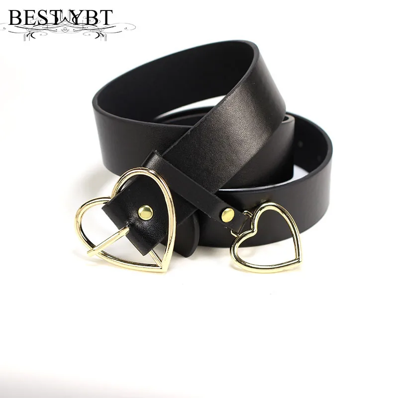 Best YBT Women belt Fashion PU Leather Metal Heart Pin Buckle belt Party Dress Decor Waistband Women belt size 105 cm