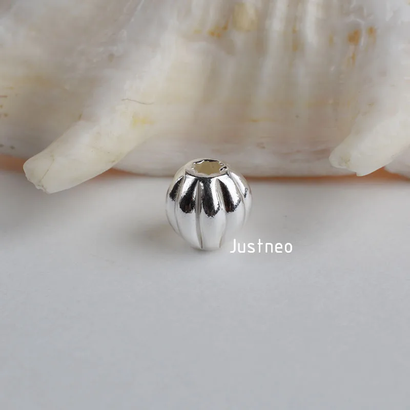 sterling silver beads,solid 925 sterling silver round corrugated spacer beads for necklace/bracelet jewelry, 1piece