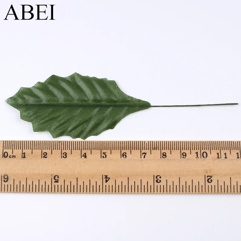 50pcs/lot Artificial Silk Leaf For Wedding Party Decoration DIY Floral Wreath Garland Fake Green Leaf W/Wire Stem Wholesale