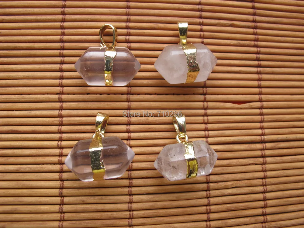 Wholesale Price Natural Clear Quartz Double Point Stone pendant 10pcs/lot