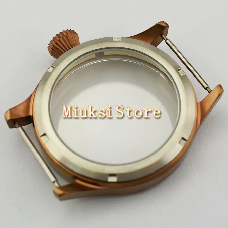 43mm Watch case Fashion luxury brands copper color case Sapphire glass fit ETA 6497 6498,ST36 movement