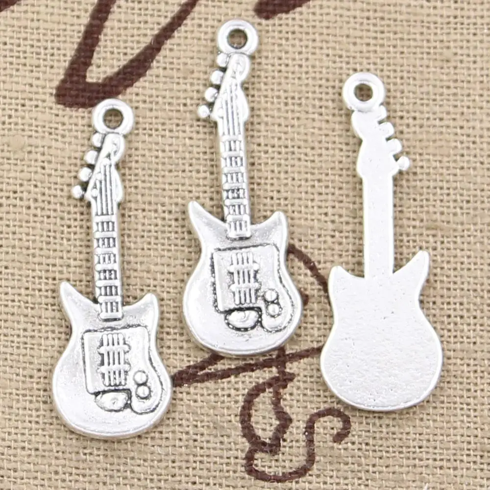 15pcs Charms Electic Guitar 35x12mm Antique Bronze Silver Color Pendants Making DIY Handmade Tibetan Bronze Silver Color Jewelry