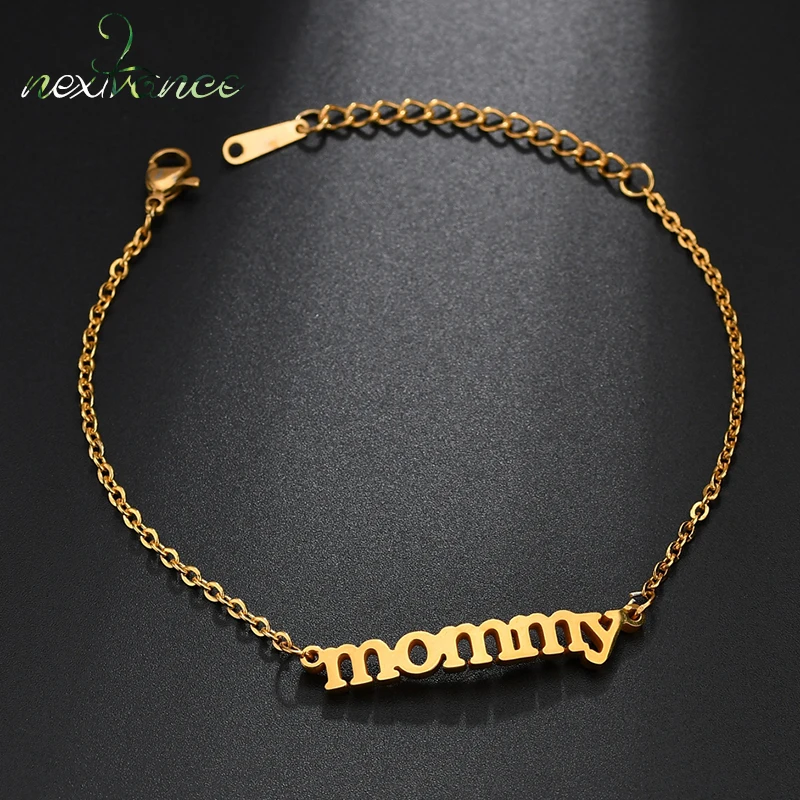 Nextvance Love Lettering Mommy Pendant Bracelet Stainless Steel Mama Charm Bracelets Mothers Day Gift Bijoux Femme