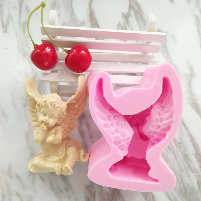 3d Wings Baby Angel Molds Fondant Cake Mold Moulds Soap Making Candle Mold Baking Tools Chocolate Mould DIY Aroma Stone Silicone