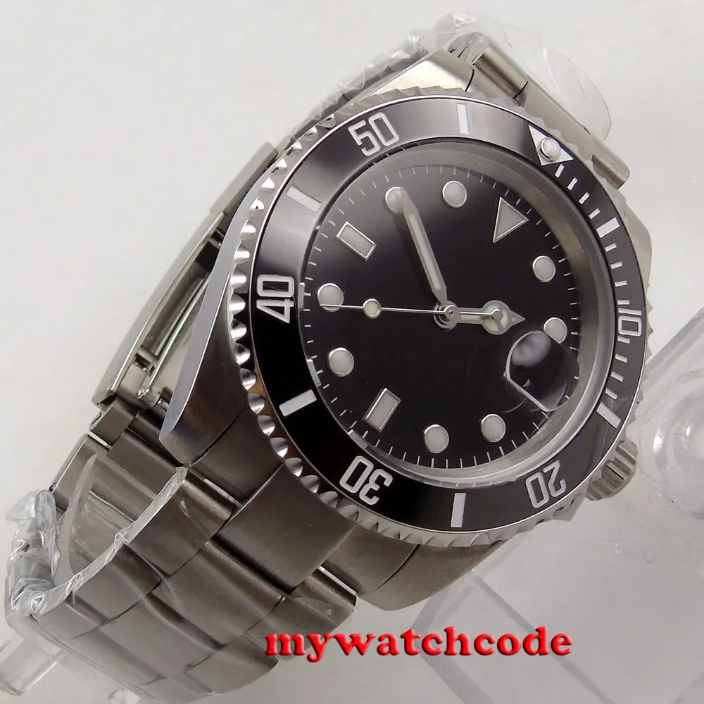 40mm Bliger Black Sterile Dial Sapphire Crystal Date Window NH35 MIYOTA 8215 PT5000 Automatic Men's Watch