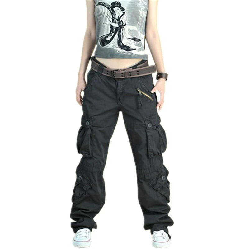 Winter Army Cargo Pants Women Large Size 40 Loose Dance Trousers ladies Hip Hop Baggy Cargo Pants For Female