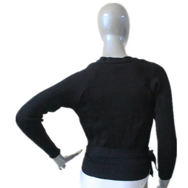 Retail Wholesale Black Ballet Wrap Sweater for Ladies/Black Dance Sweaters for Ladies