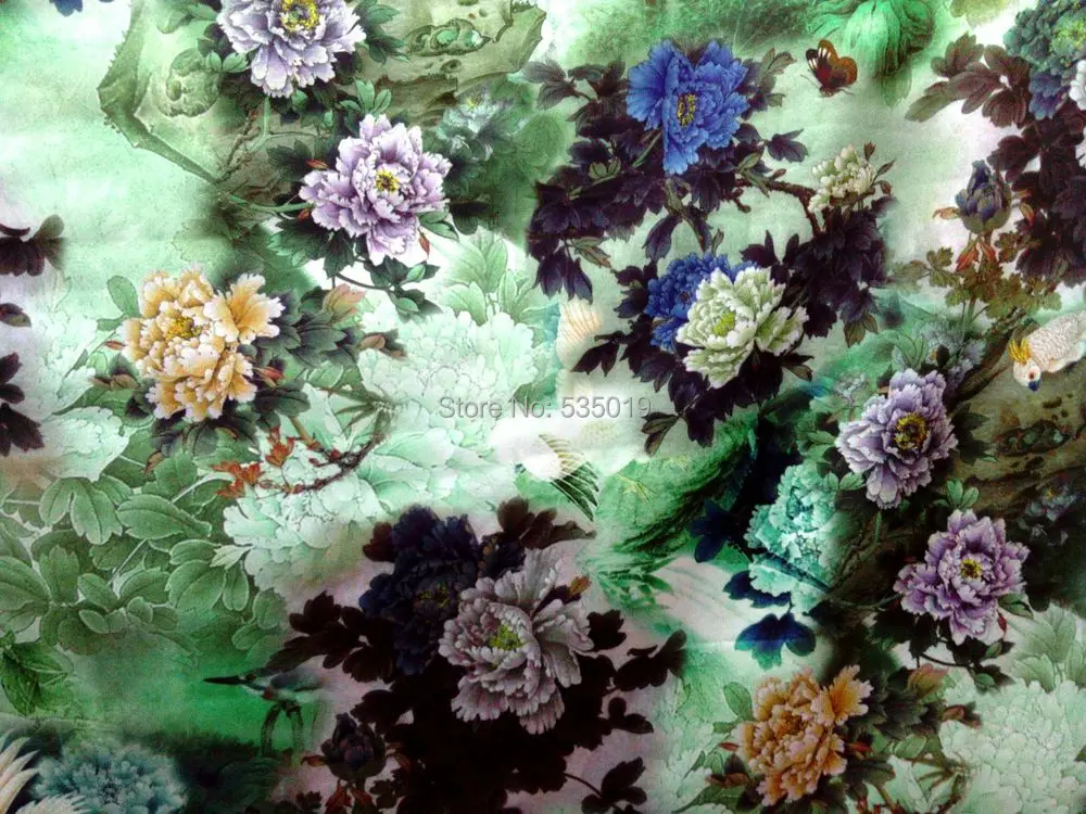 

Высококачественная искусственная Зеленая Шелковая атласная ткань с цветочным принтом для платьев, рубашек, одежды, шарфов сатин ткань фатин ткань швейная фурнитура ткани для пошива одежды рукоделие ткань метражом круже