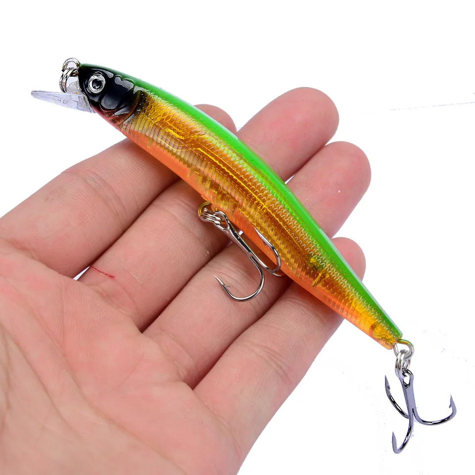 LINGYUE Floating Minnow Rattling Bait 100mm 8g Diving 1m Wobbler 6# Hooks Fishing Lure 3d Eyes Bass Pike Tackle