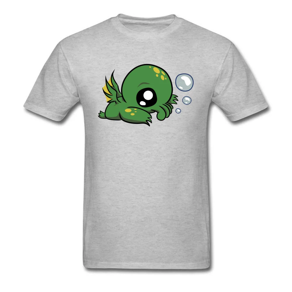 Cartoon Baby Cthulhu Likes Bubbles 100% Cotton Men's White T-shirt Short Sleeve XXXL Cute Design Male Tees Shirts