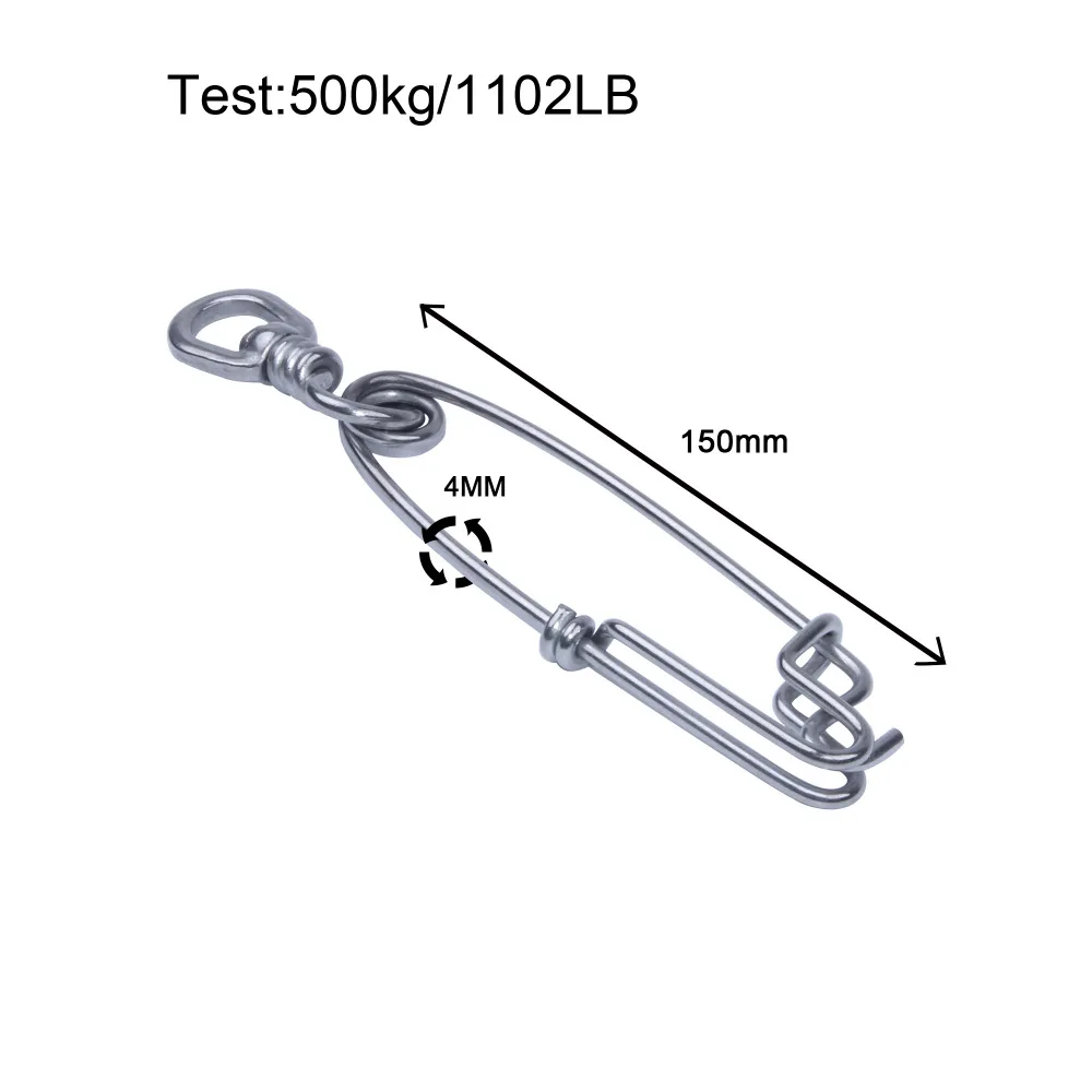 5/20Pcs Longline fishing snap clips 400/1100LB Stainless steel Tuna Jig trotline clips Fishing Swivels Fishing Connector tackle