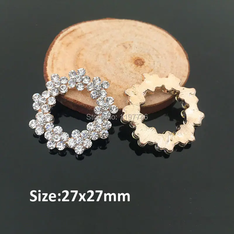 Mini Order 10 Pieces 27mm Full Rhinestone Garland Circle Button Flatback Embellishment For Hair Flower Wedding Invitation