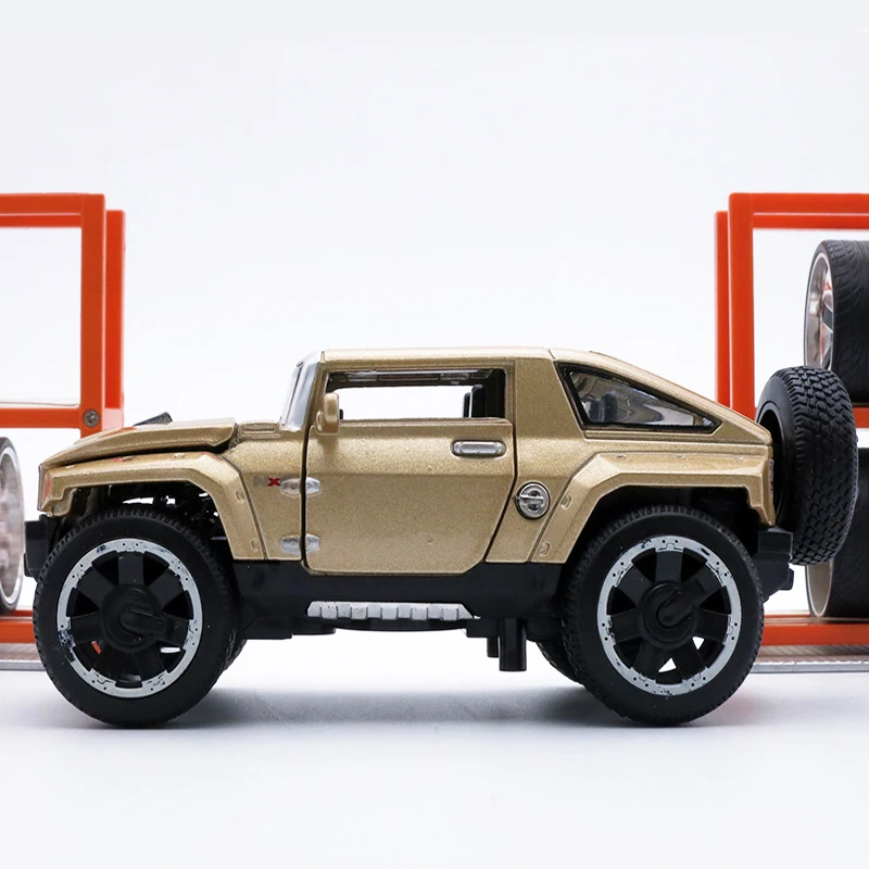 14Cm długości modele Diecast Hummer, samochód ze stopu w skali 1:32, chłopcy prezent metalowe zabawki z muzyką/światło/otwierane drzwi/funkcja wycofania