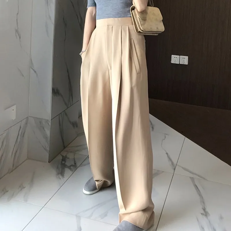 TWOTWINSTYLE Trouser For Women High Waist Causal Loose Wide Leg Pants Female 2021 Autumn Korean Fashion Elegant New