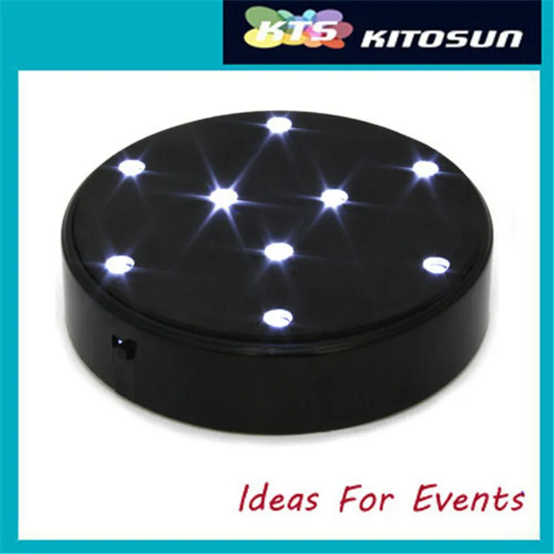 

3AA Battery Operated White/ Black Base 9 White LED 4inch Light Base Under Vase LED Light for Wedding Decoration