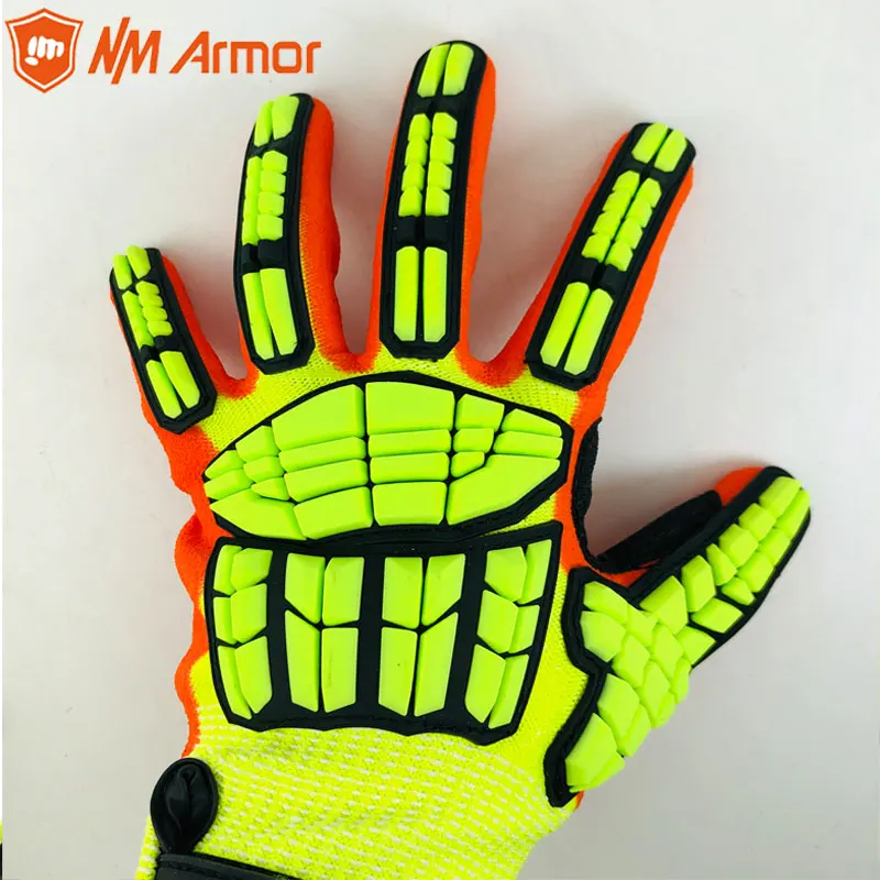 Cut Resistant Anti Vibration Safety Work Glove With TPR Mechanics Industry Working Gloves ANSI Cut Level A6.