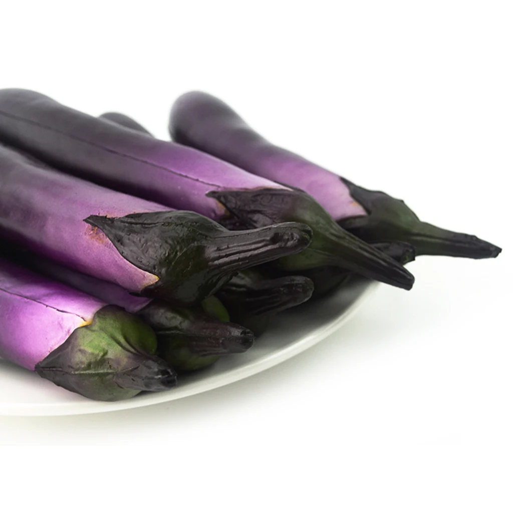 Lifelike Artificial Eggplants Simulation Fake Vegetable Photo Props Home Kitchen Decoration Kids Teaching Toy Nov-6A