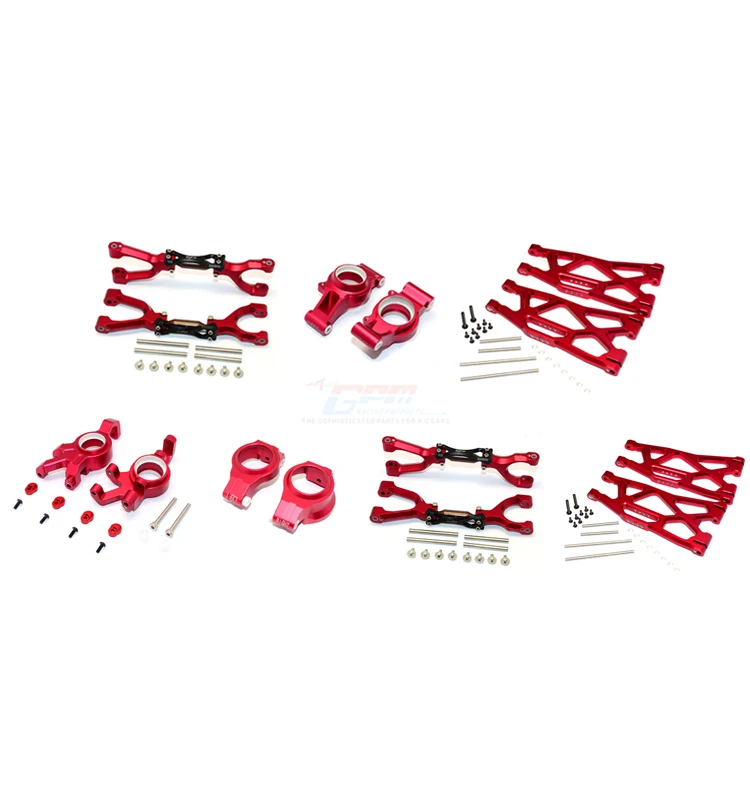 GPM Juego de brazo Kncukle de buje C de brazo inferior superior delantero y trasero de aluminio para 1/5 Traxxas X-maxx 6s 8s