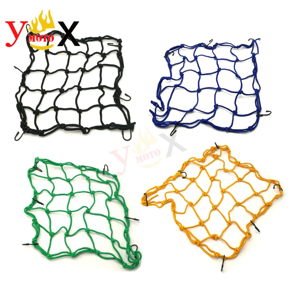 Motorcycle Helmet Luggage Net Bag Strap Hook Elastic Mesh Ropes Rack Grille Cover Oil Tanker Cargo Net For Honda Suzuki Kawasaki