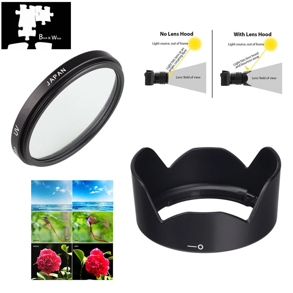 49mm UV Filter EW-53 Bayonet Lens Hood for  Canon EOS R100 R50 R10 RF-S 18-45mm / M6 M50 II M5 M10 M100 M200 15-45mm Lens