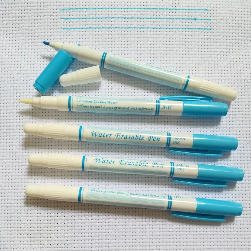 

JHG Double Side Blue Water Erasable Pen With Eraser Water Soluble Marker Pen For Fabric Paint Marker Textile Invisible Ink Pen