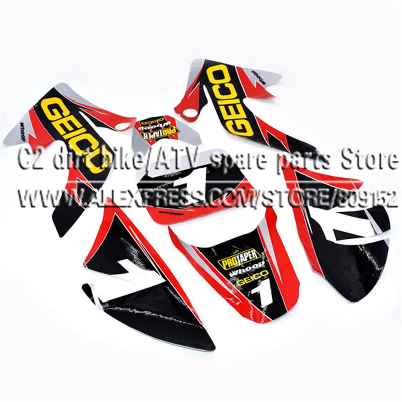 Black Red White 3M Sticker Decals Paster Graphic For CRF 50 SSR 50 XR50  Kayo KR110 YY70 Dirt Pit Bike Plastic Cover