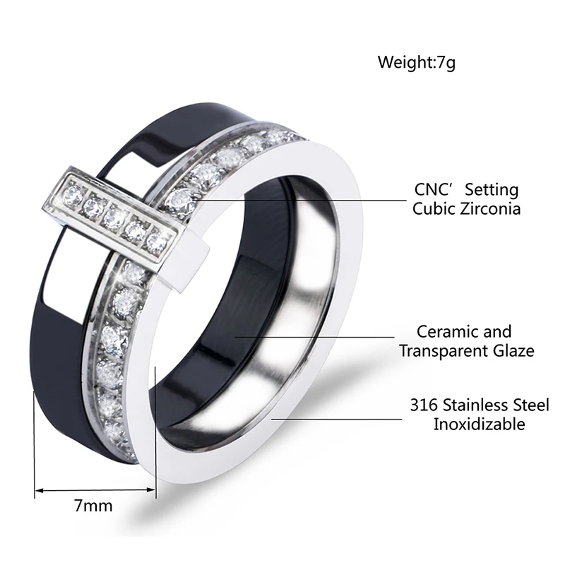 Hot Sale West Men Accessories Top Grade White Ceramic Classic Rings Carbon Fiber  8 MM Width White Border Middle Red Male Ring