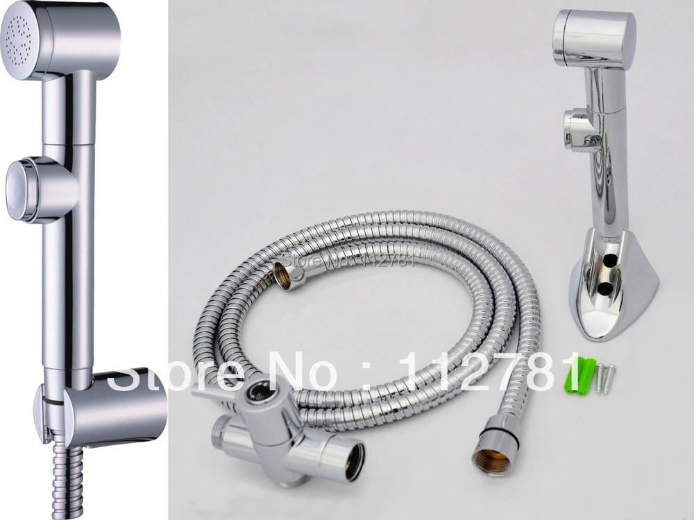 

Wall Mounted Handheld Shattaf Bidet Toilet Spray Shower Brass T-adapter G1/2, G7/8, G3/4, M18X1.5L Optional A701ST