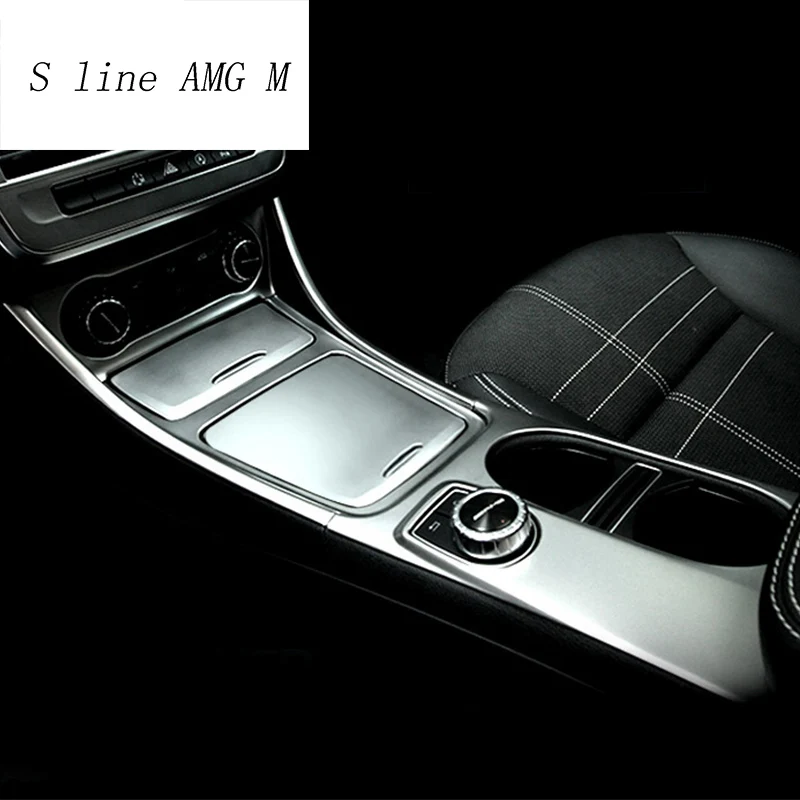 Car styling Central Storage box frame trim Water Cup panel trim Covers Stickers for Mercedes Benz CLA C117 GLA X156 A Class RHD
