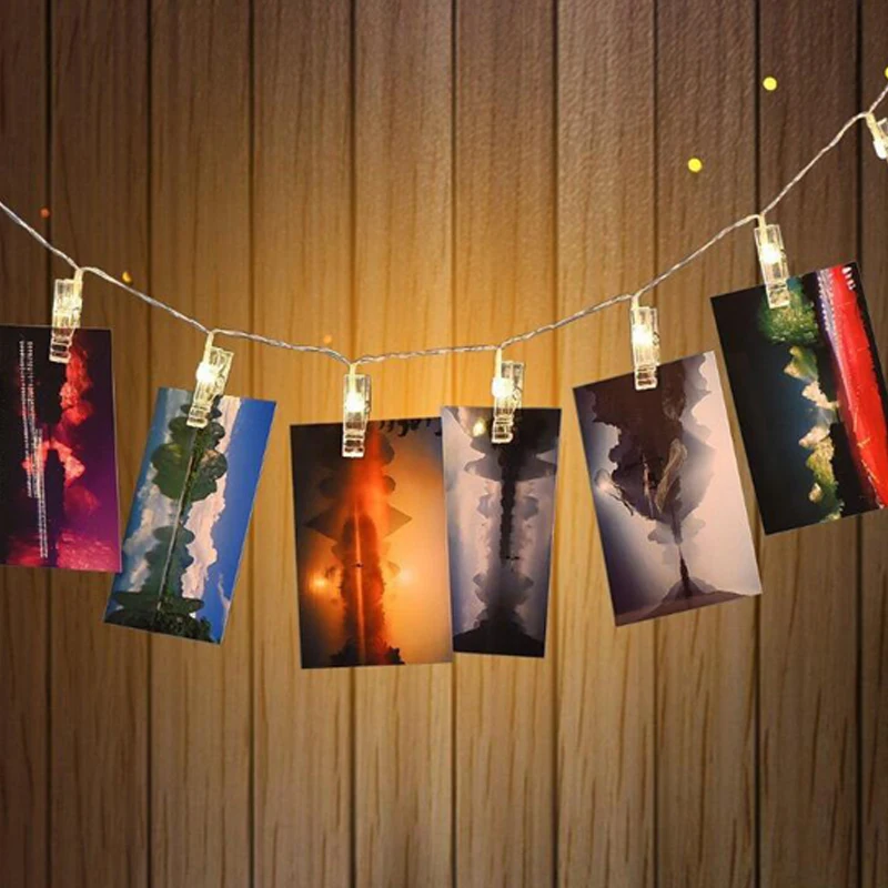 LED String Lights Photo Clip Fairy lights 8 Function Remote Control USB/Battery LED String Garland Wedding Decor 20/30/40LED