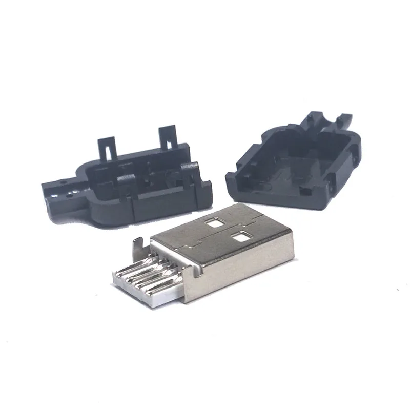 Conector triangular com encaixe preto, conector micro usb tipo a de 4 pinos, conector de plástico tipo macho 10 pol.