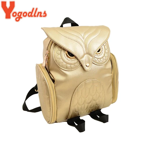 Imagen 2 del producto Yogodlns-mochila de piel sintética con búho para mujer, bolso de hombro de estilo escolar, color negro, gran oferta