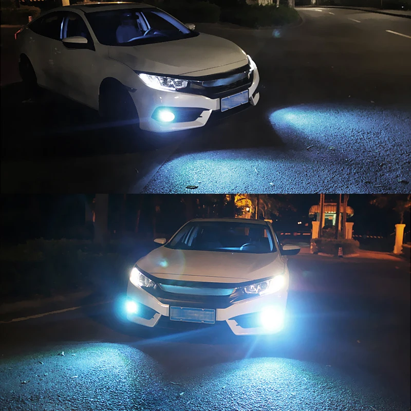 2 pieces Niscarda COB H1 H3 H4 H7 H8 H11 9005 9006 880 881 Driving 8000K Ice Blue 3000K Amber Yellow Fog Lights Bulbs Dual Color