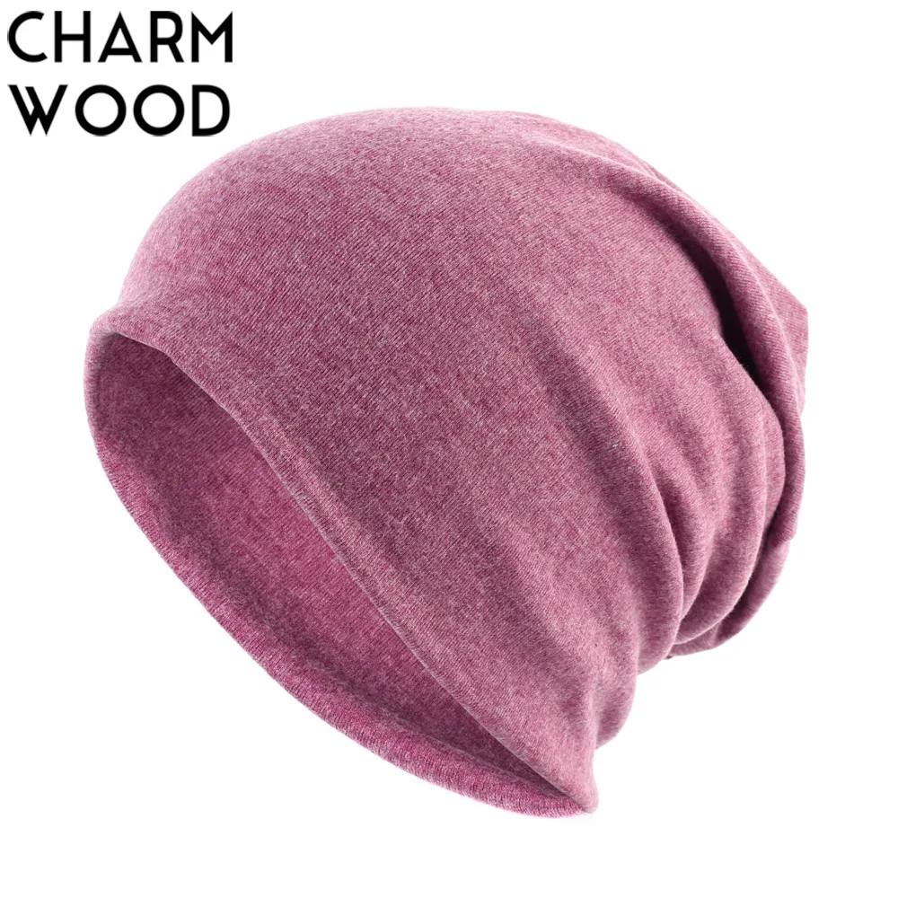 Women's Plain Beanie Hat Spring Cotton Slouchy Beanie for Women Knitted Bone Hat Ladies Black Skullies Cap