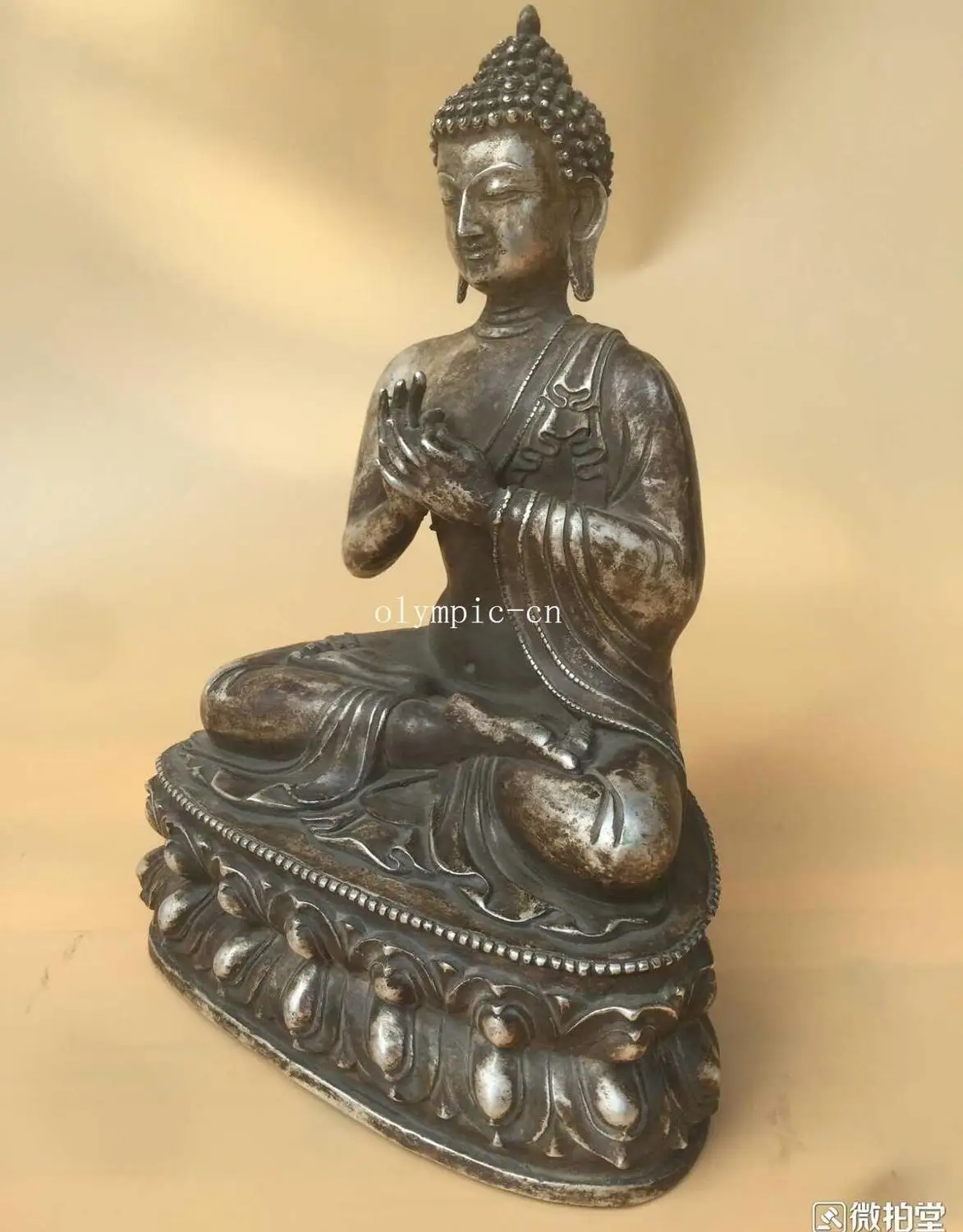 12''old cupronickel copper carved buddhism tathagata Vairochana Sakyamuni buddha