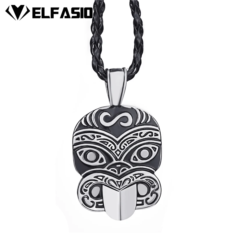 Mens Distinctive Tribal Mask Pewter Pendant with 24