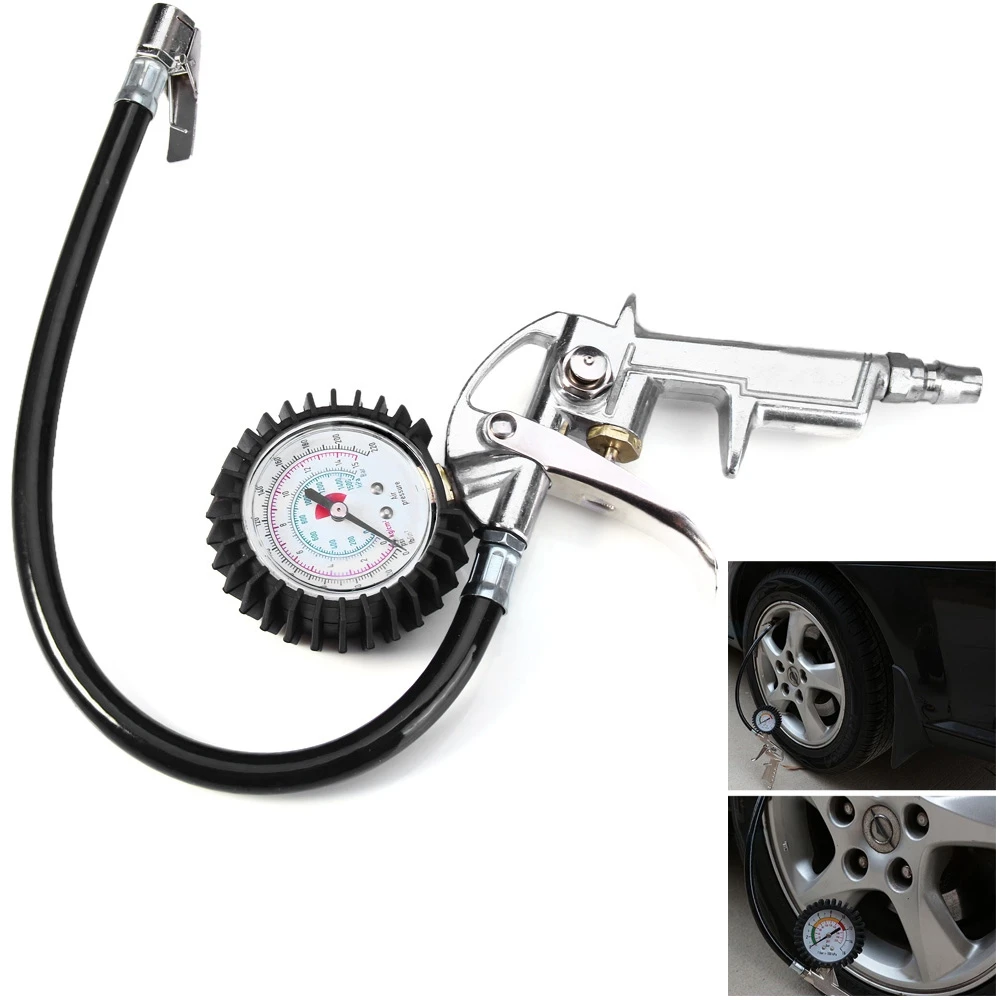 3 in 1 Heavy Duty 220 PSI auto Inflation Gun Tire Inflator with Hose and Quick Connect Coupler For Car & Motorcycle