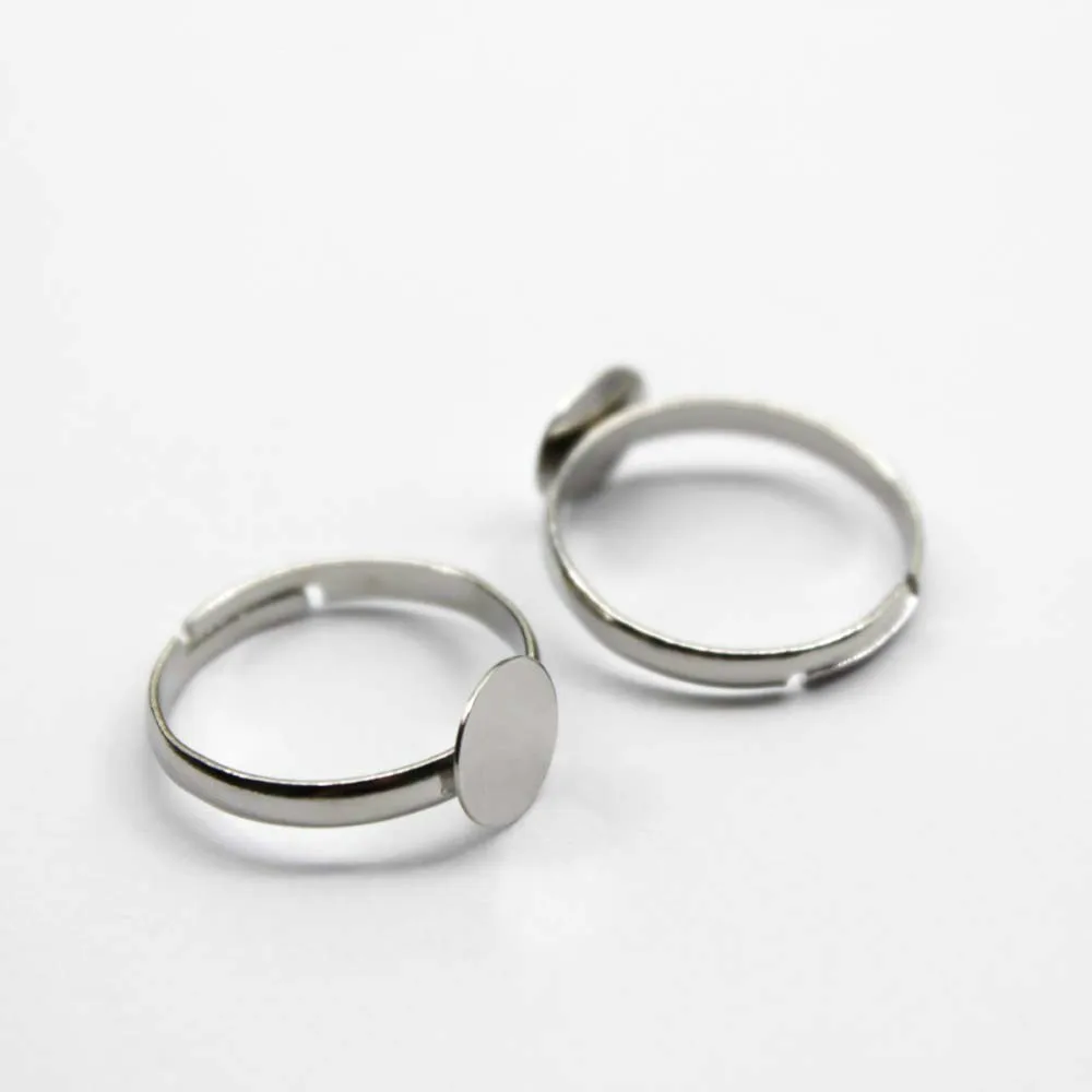 40 個 8 ミリメートルホワイトkメッキ調整リング設定カメオガラスカボション空白ベースdiy手作り材料のジュエリー