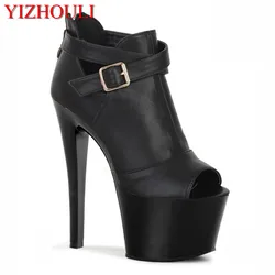 New 17cm high heels, sexy Roman gladiator shoes, stylish female motorcycle pumps