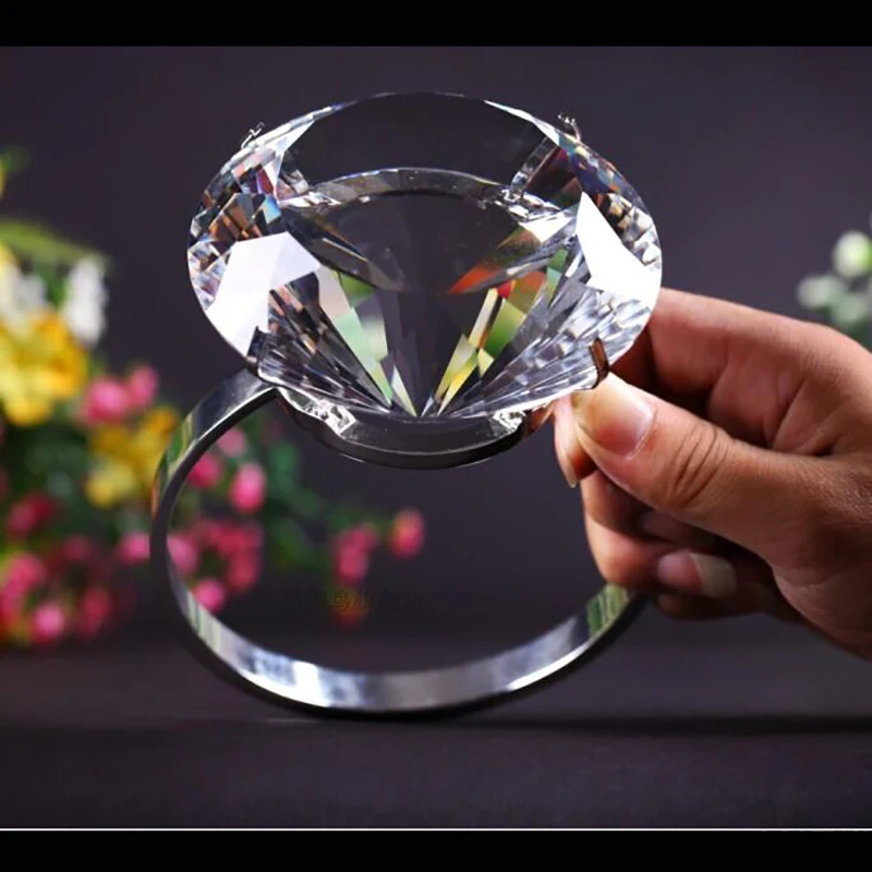 Romantic 60mm/80mm/100mm/150mm Clear Custom Crystal Large Glass Photagraphy Diamond Ring Wedding Home Table Decor Accessories