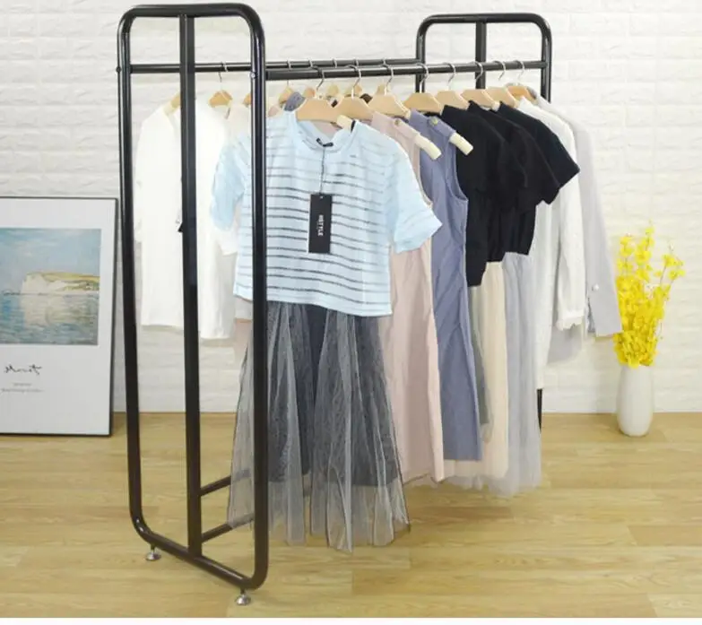 Clothing store display rack floor-style double row in the island shelves men and women's wear hanging sell clothes display shelf